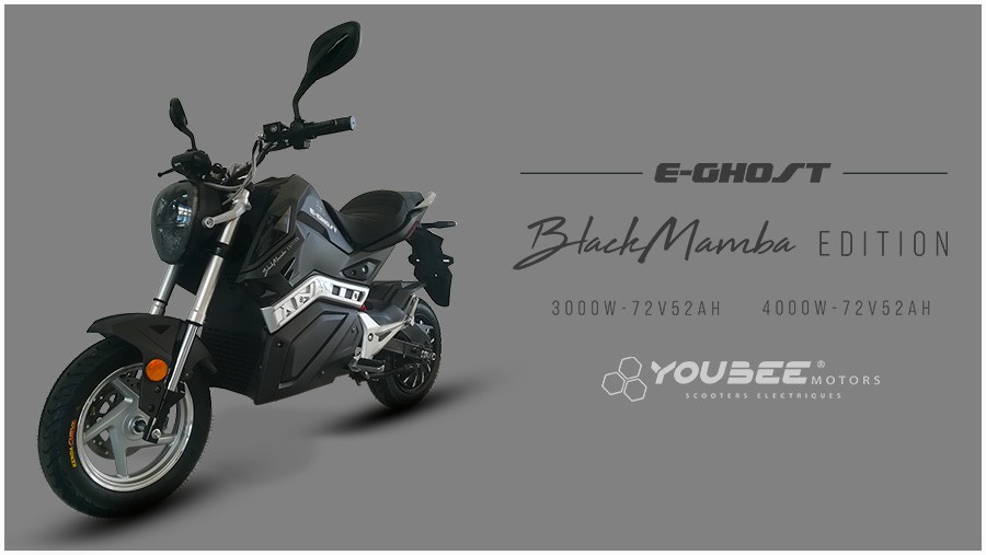 Moto électrique - EGHOST 4 kW - 3,6 kWh (Equivalent 125cc) - BLACK MAMBA